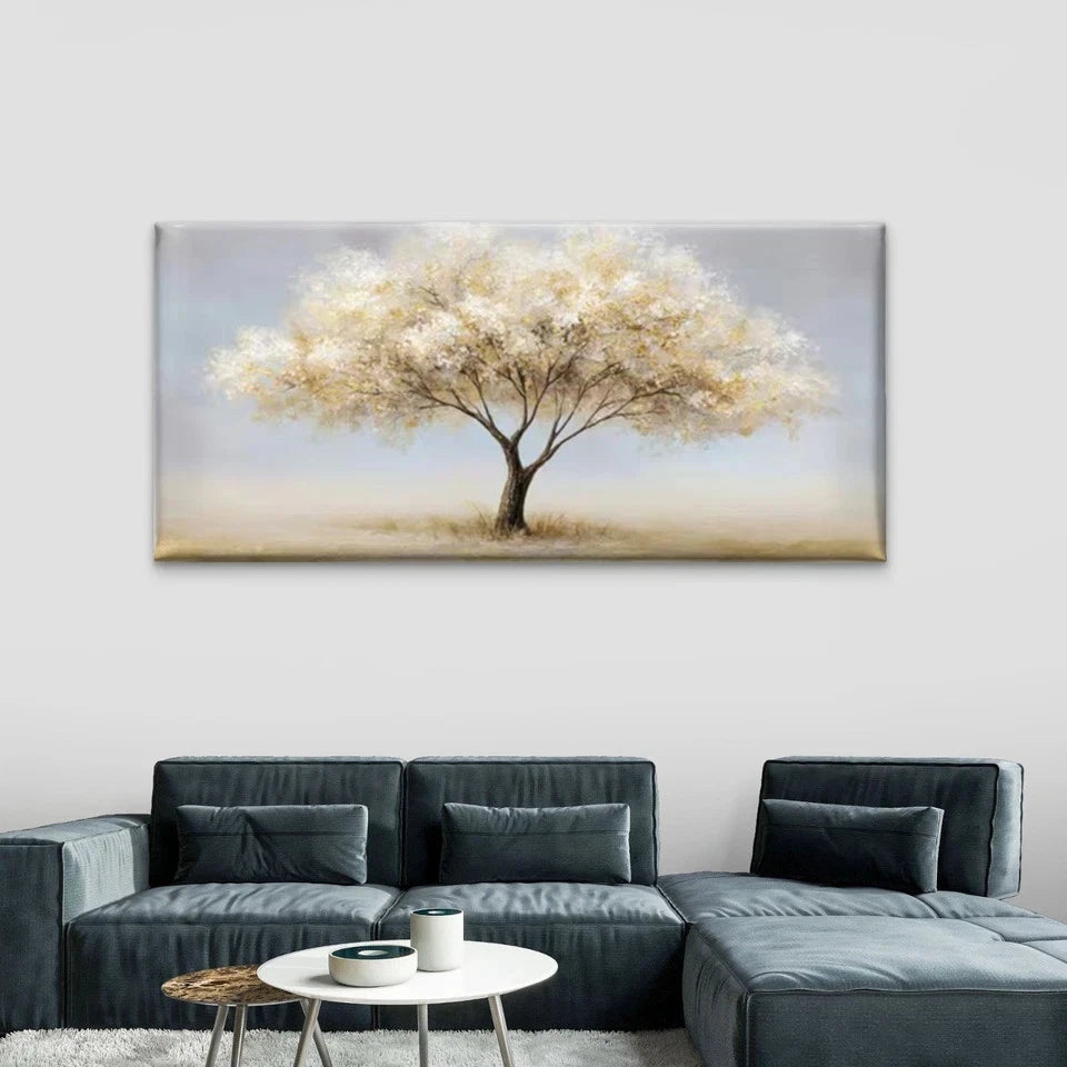 Golden Blossom Tree Wall Art Canvas Office Home Room Framed 120x60cm