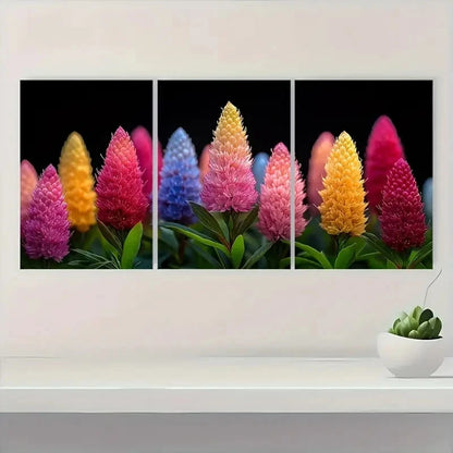 3pcs Celosia Painting Print Plant Art Plant CB Wall Art Set Canvas Framed 50x70cm - High Quality Print 100% Australian Made Wall Canvas Ready to Hang - Bella Home Decor