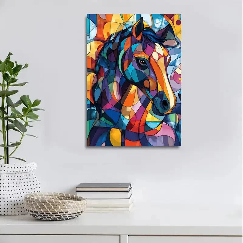 Beautiful Abstract Art Horse Pattern Painting 40x60cm Metal Print Ready to Hang - Bella Home Decor