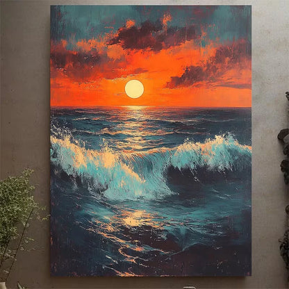 Bold Teal and Orange Sunset  60x90cm Metal Print Ready to Hang