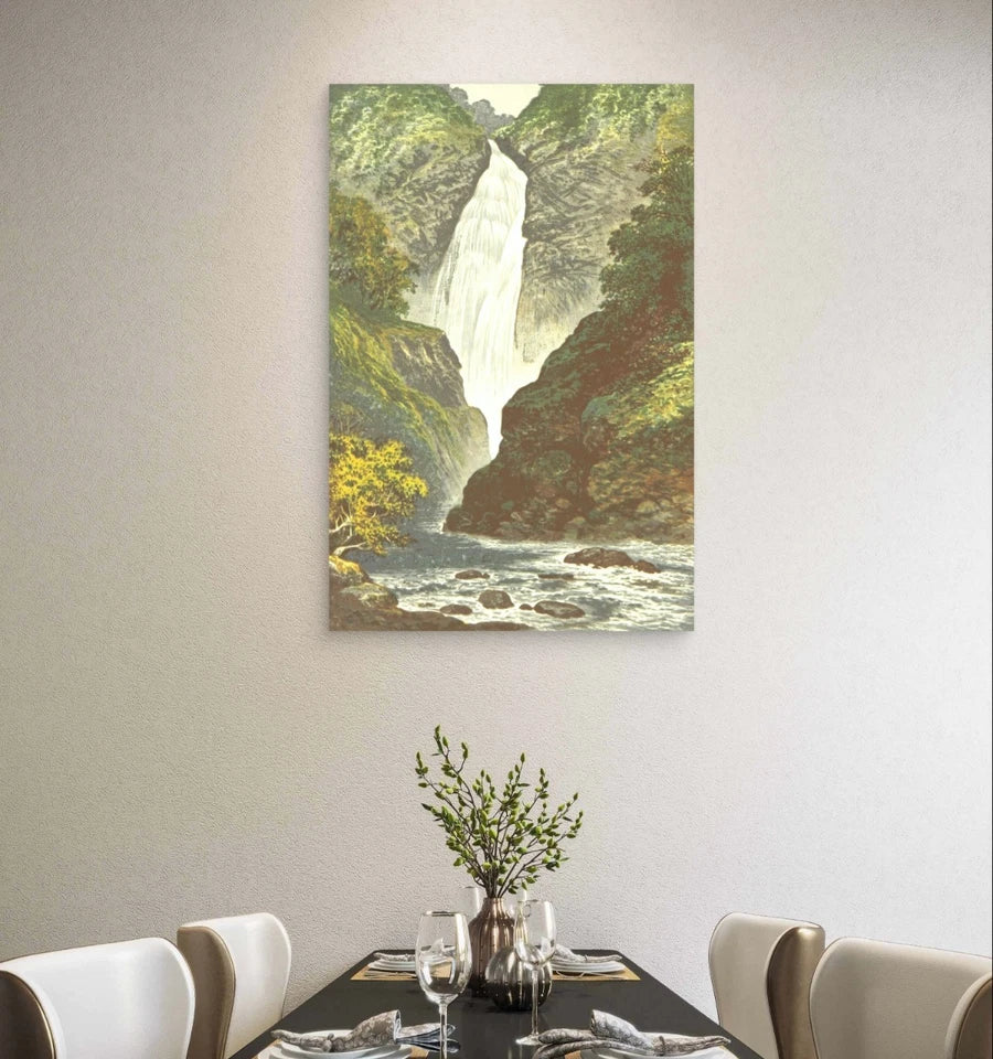 Vintage Waterfall Classic Nature Landscape 40x60cm Metal Print Ready to Hang