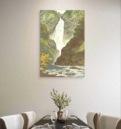 Vintage Waterfall Classic Nature Landscape 40x60cm Metal Print Ready to Hang