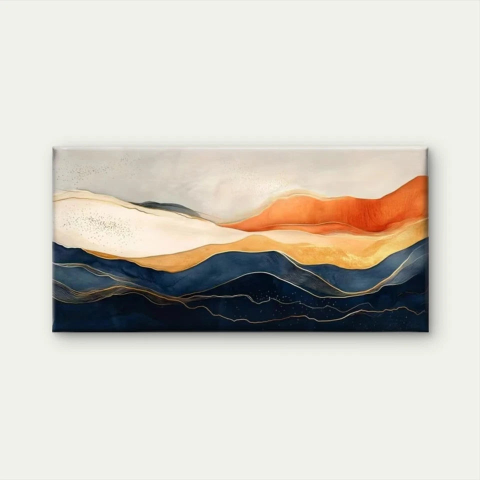Golden Accents Abstract Wall Art Canvas Office Home Room Framed 120x60cm