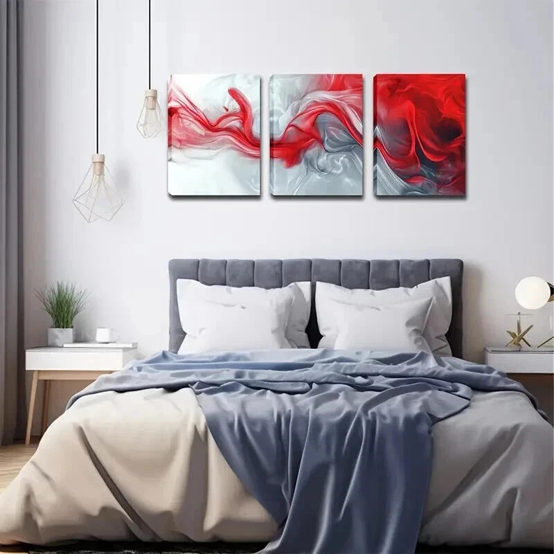 3pcs Triplet Watercolor Abstract Red Perfect Wall Art Set Canvas Framed 50x70cm - High Quality Print 100% Australian Made Wall Canvas Ready to Hang - Bella Home Decor
