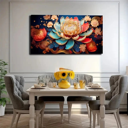 Bold Brushstroke Flowers Wall Art Canvas Office Home Room Framed 120x60cm