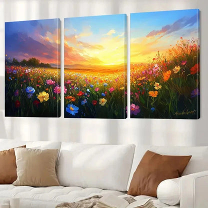 3pcs Sunset Wall Art, Sunlight  Wall Art Set Canvas Framed 40x60cm - High Quality Print 100% Australian Made Wall Canvas Ready to Hang