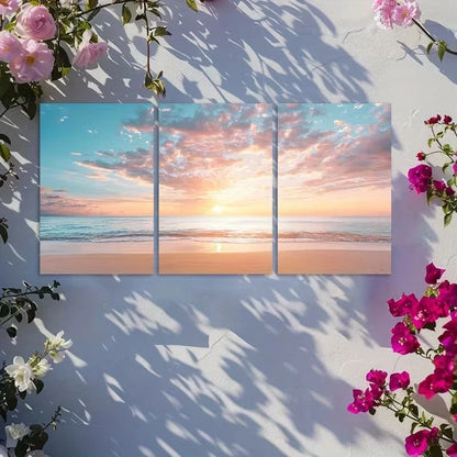 3pcs Beautiful Sunset Over The Sea Metal Print Ready to Hang Art - Bella Home Decor
