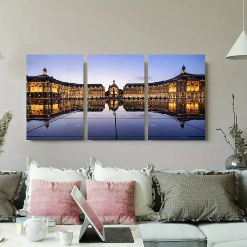 3pcs Historic Architecture Reflected in Water Wall Art Set Canvas Unframed - High Quality Print 100% Australian Made Wall Canvas