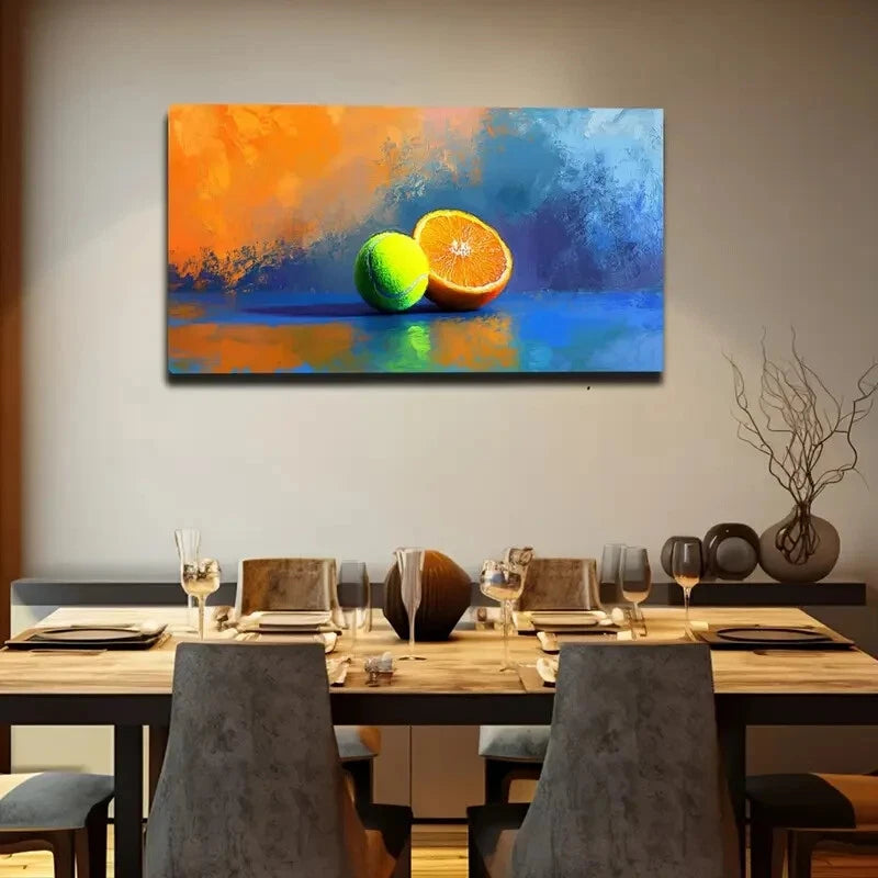 Vibrant Green Tennis Balcl Wall Art Canvas Office Home Room Framed 120x60cm - Bella Home Decor