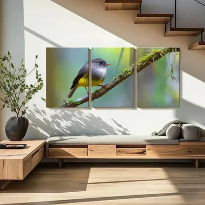 3pcs Tiny Bird On A Small Branch  Wall Art Set Canvas Unframed - High Quality Print 100% Australian Made Wall Canvas