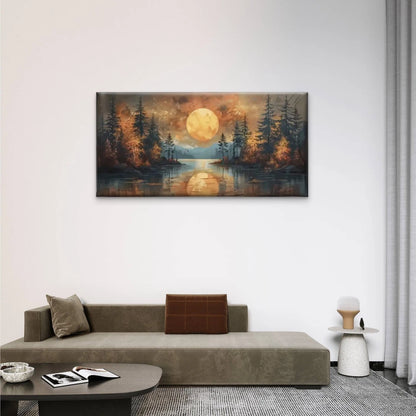 Lake Moon Forest Wall Art Canvas Office Home Room Framed 120x60cm