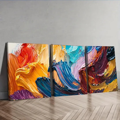3pcs Vibrant Abstract Colorful Cool Perfect Wall Art Set Canvas Unframed - High Quality Print 100% Australian Made Wall Canvas