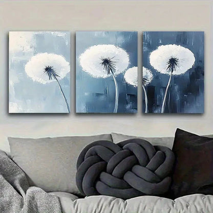 3pcs Minimalist Dandelion Wall Art Set Canvas Framed 50x70cm - High Quality Print 100% Australian Made Wall Canvas Ready to Hang - Bella Home Decor