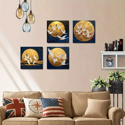 4pcs Birds flying Wall Art Canvas Framed
