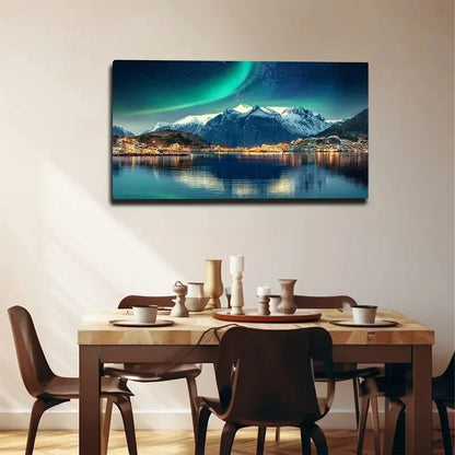 Enchanting Aurora Borealis Wall Art Canvas Office Home Room Framed 120x60cm