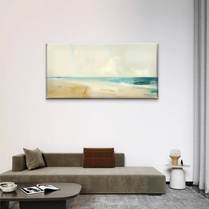 Beach Scenes Waves Sand Sky Wall Art Canvas Office Home Room Framed 120x60cm