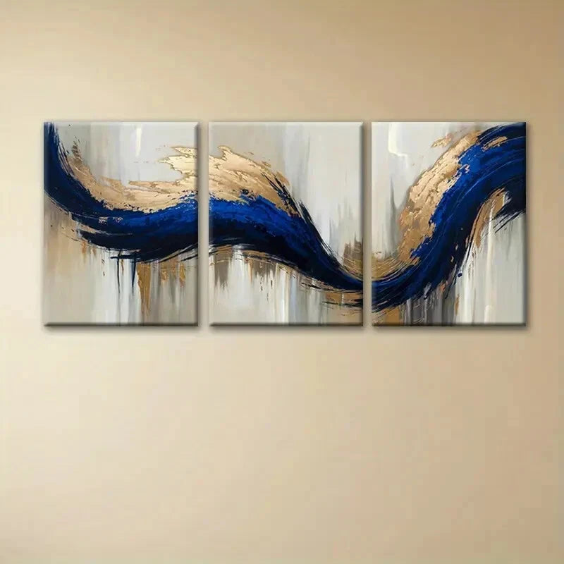 3pcs Contemporary Elegance Oil Painting Metal Print Ready to Hang Art - Bella Home Decor