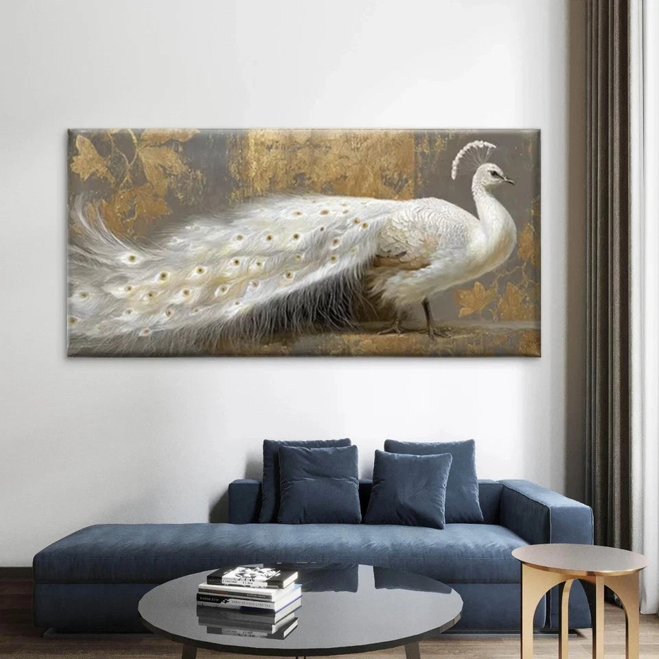 White Pea Rooster Wall Art Canvas Office Home Room Framed 120x60cm