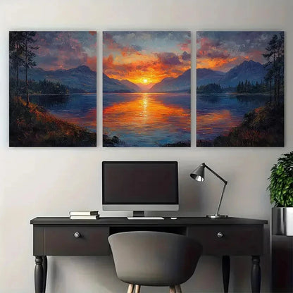 3pcs The Trossachs Loch Lomond Impasto Perfect Wall Art Set Canvas Framed 40x60cm - High Quality Print 100% Australian Made Wall Canvas Ready to Hang