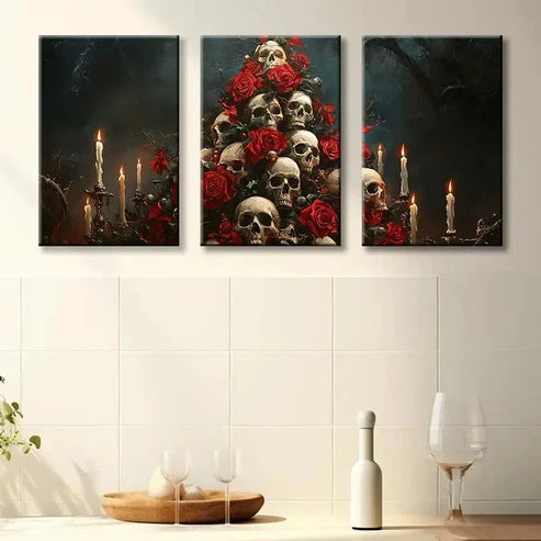 3pcs Skull Tree Hanging  Wall Art Set Canvas Unframed - High Quality Print 100% Australian Made Wall Canvas