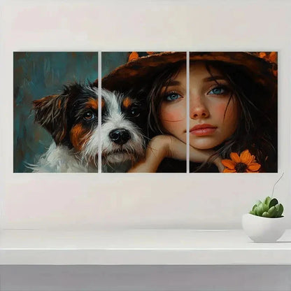 3pcs Dog  Moment Fine Art Print PO  Wall Art Set Canvas Framed 40x60cm - High Quality Print 100% Australian Made Wall Canvas Ready to Hang - Bella Home Decor