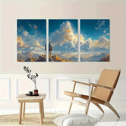 3pcs Vintage Cowboy Mountain Nature Perfect Wall Art Set Canvas Framed 40x60cm - High Quality Print 100% Australian Made Wall Canvas Ready to Hang