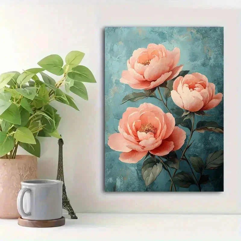 Beautiful Soft Botanical Floral Oil Painting 40x60cm Metal Print Ready to Hang - Bella Home Decor