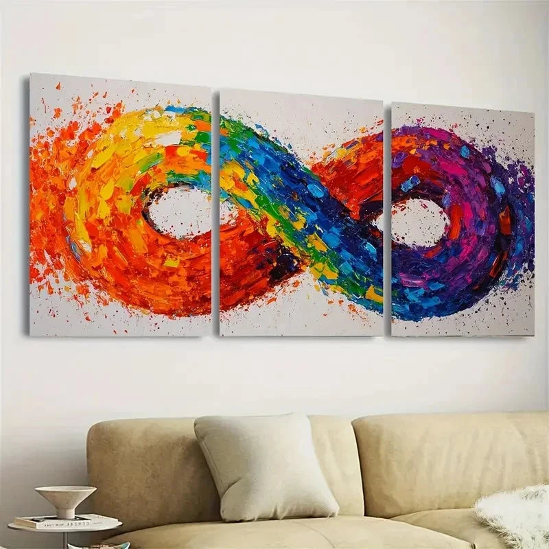 3pcs Infinity Beautiful on, thick texture Wall Art Set Canvas Framed 60x90cm - High Quality Print 100% Australian Made Wall Canvas Ready to Hang - Bella Home Decor