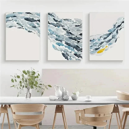 3pcs Water Color Fish Group Metal Print Ready to Hang Art