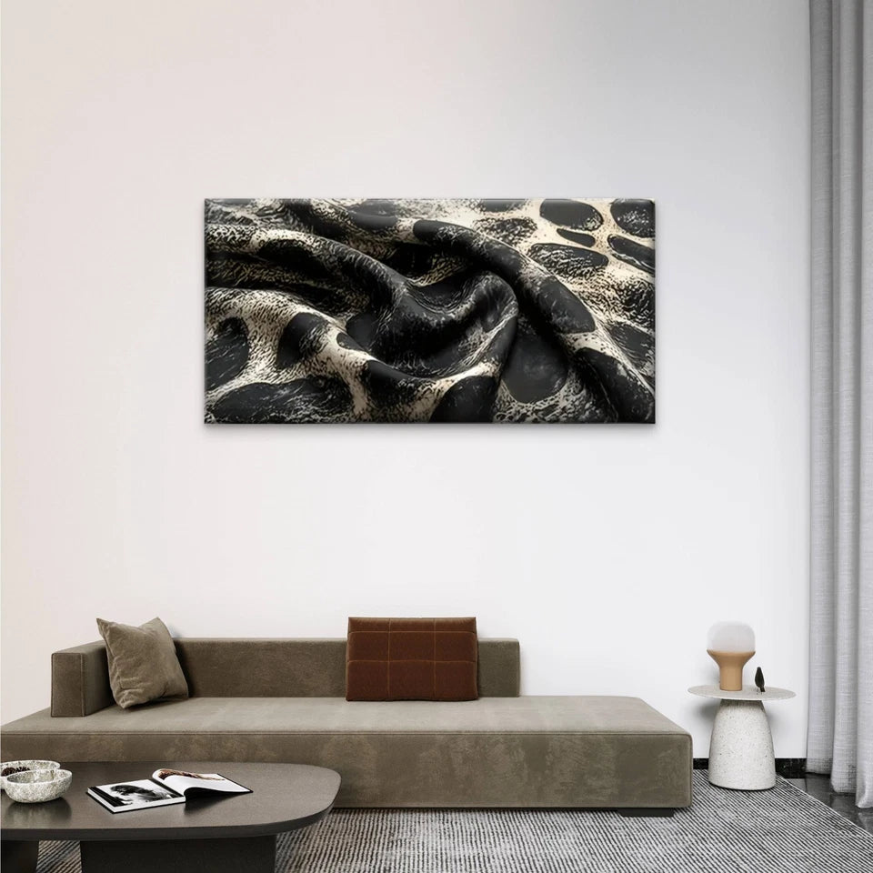 Black And White Leopard Fabric Wall Art Canvas Office Home Room Framed 120x60cm