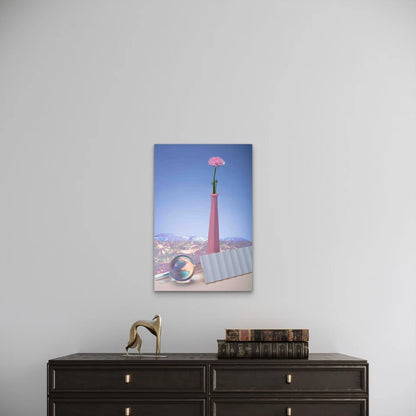 Still Life with Colorful Leaves and Flowers Metal Print Ready to Hang