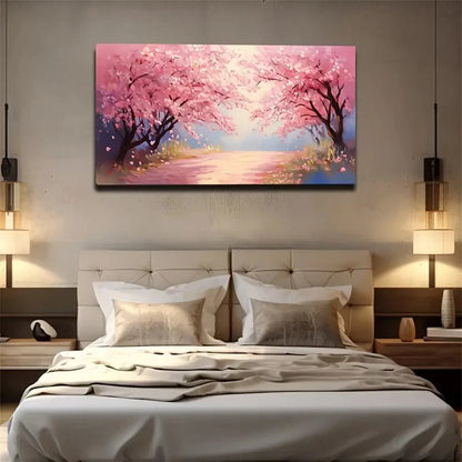 Cherry Blossom Landscape Wall Art Canvas Office Home Room Framed 120x60cm