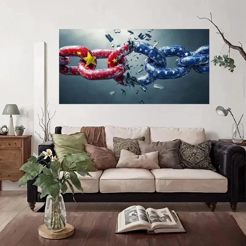 Breaking Barriers Global Unity Wall Art Canvas Office Home Room Framed 120x60cm