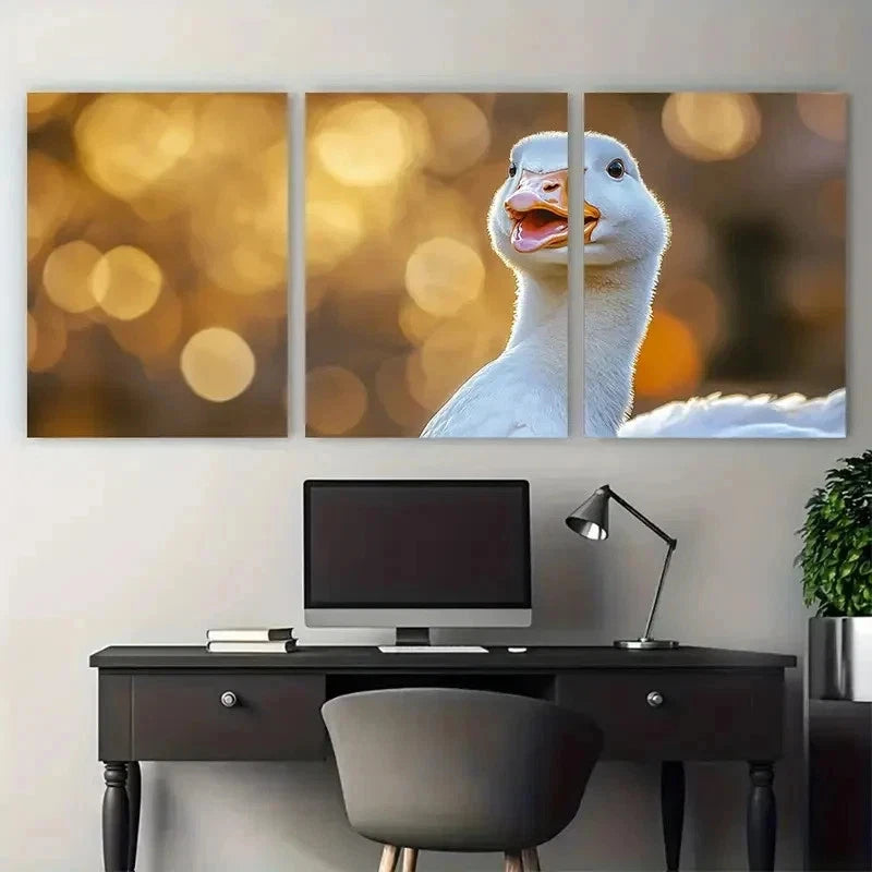 3pcs Silly Goose Nursery Decor Perfect Wall Art Set Canvas Framed 50x70cm - High Quality Print 100% Australian Made Wall Canvas Ready to Hang