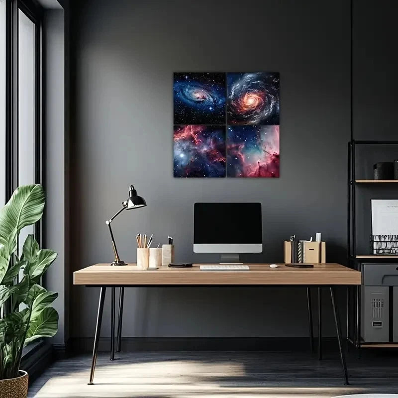 4pcs Nebula Universe Space Picture Wall Art Canvas Framed