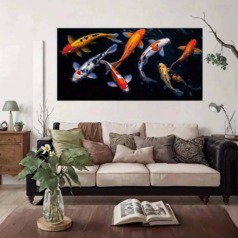 Vibrant Koi Fish Modern Wall Art Canvas Office Home Room Framed 120x60cm