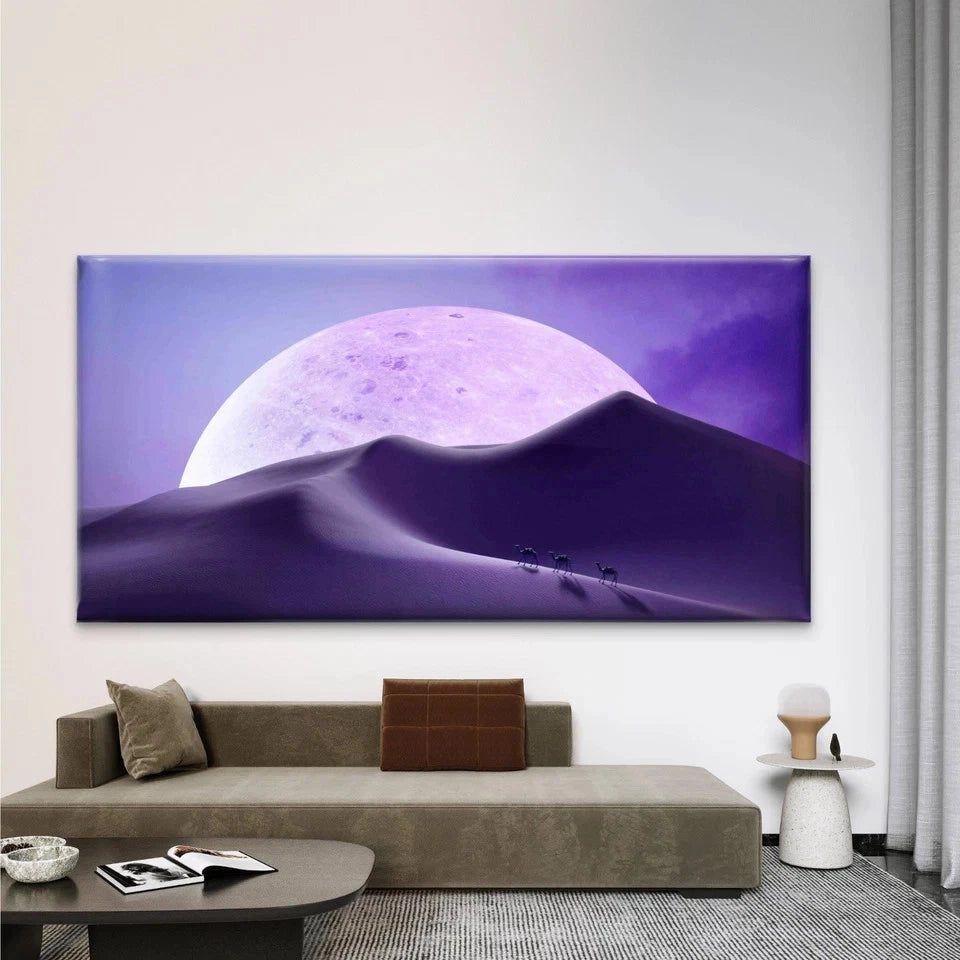 Purple Night Sky Background Wall Art Canvas Office Home Room Framed 120x60cm