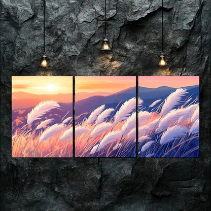 3pcs Vibrant Orange Purple Sky Colorful Perfect Wall Art Canvas Unframed - High Quality Print 100% Australian Made Wall Canvas