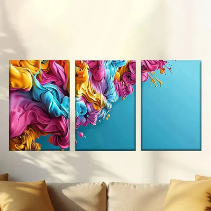 3pcs Interesting Colorful Abstract Paint Wall Art Set Canvas Unframed – High Quality Print 100% Australian Made Wall Canvas
