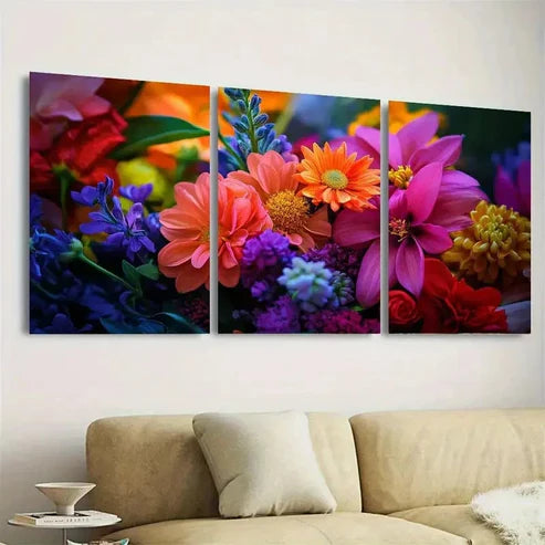 3pcs Vibrant Floral Wall Art Set Canvas Unframed – High Quality Print, 100% Australian Made Wall Canvas - Bella Home Decor