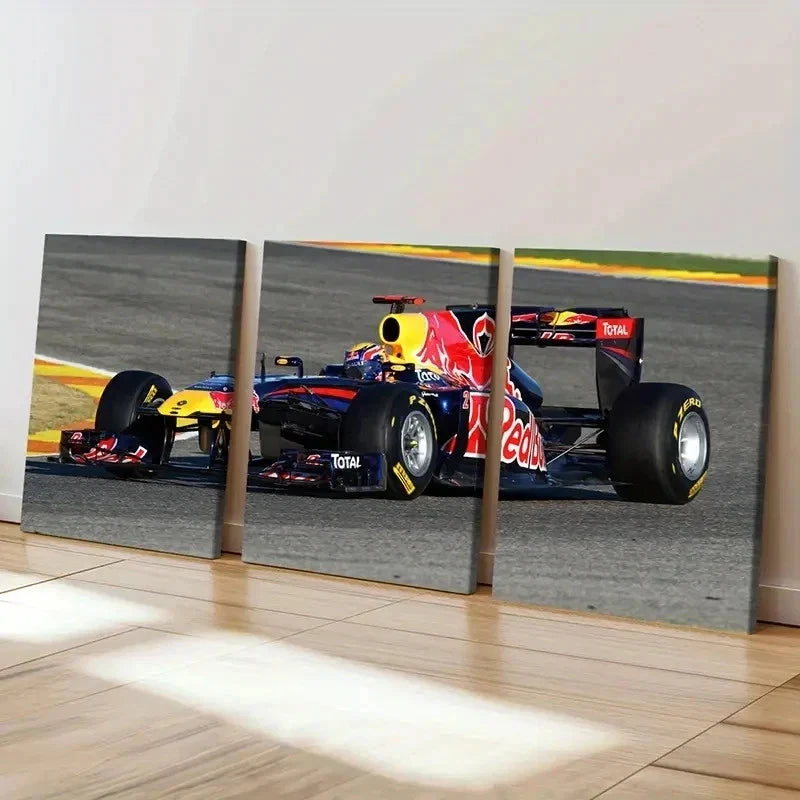 3pcs Formula 1 Racing Car on the Race Track Wall Art Set Canvas Framed 40x60cm - High Quality Print 100% Australian Made Wall Canvas Ready to Hang - Bella Home Decor