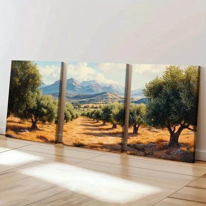 3pcs Nature Landscape Art Olive Grove Trees Wall Art Set Canvas Framed 60x90cm - High Quality Print 100% Australian Made Wall Canvas Ready to Hang - Bella Home Decor