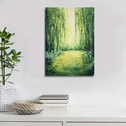 Beautiful Vibrant Greenery Serene Nature Painting 40x60cm Metal Print Ready to Hang - Bella Home Decor