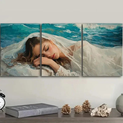 3pcs She has her head down Wall Art Set Canvas Unframed - High Quality Print 100% Australian Made Wall Canvas - Bella Home Decor