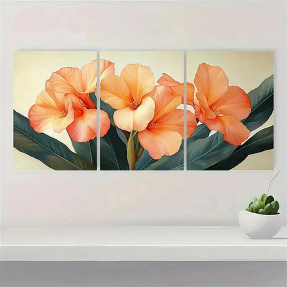 3pcs Canna Flower Print Canna  PC  Wall Art Set Canvas Framed 40x60cm - High Quality Print 100% Australian Made Wall Canvas Ready to Hang - Bella Home Decor