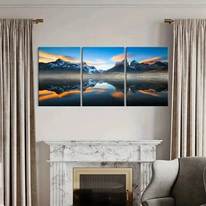 3pcs Mountains Valleys And Lakes Nature Wall Art Set Canvas Framed 40x60cm - High Quality Print 100% Australian Made Wall Canvas Ready to Hang
