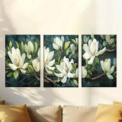 3pcs Magnolia Tree Painting by Artist Mary Boson Wall Art Canvas - High Quality Print 100% Australian Made Wall Canvas