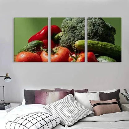 3pcs Vegetable Broccoli, Cucumber, Tomato   Wall Art Set Canvas Framed 60x90cm - High Quality Print 100% Australian Made Wall Canvas Ready to Hang - Bella Home Decor