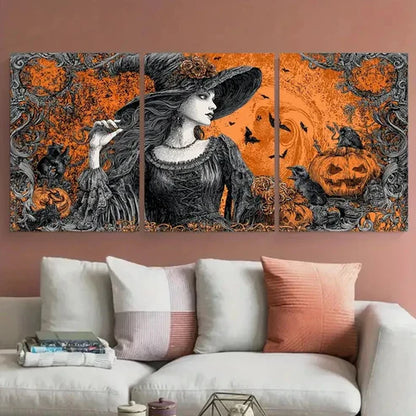3pcs Vintage Halloween Witch Dark Trendy Perfect Wall Art Canvas Unframed - High Quality Print 100% Australian Made Wall Canvas