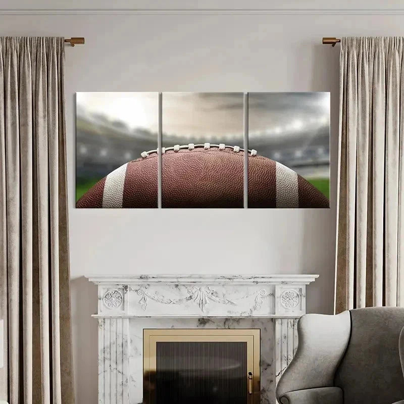 3pcs Sport Art Rugby American Football Wall Art Set Canvas Framed 50x70cm - High Quality Print 100% Australian Made Wall Canvas Ready to Hang